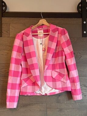 Pink Plaid Tailored Blazer NWOT